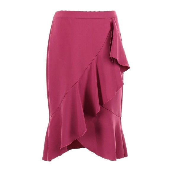 Ann Taylor Factory Ruffle Peplum Pink Flowy Midi Skirt Size 6 NWT - Picture 1 of 10